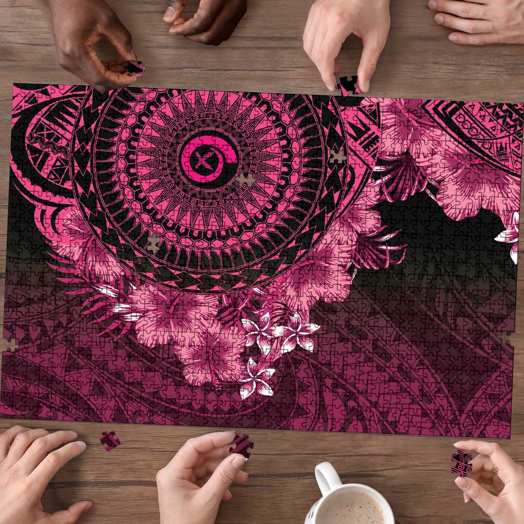 Vanuatu Puzzle Hibisus Polynesian Pattern Pink LT14 - Polynesian Pride