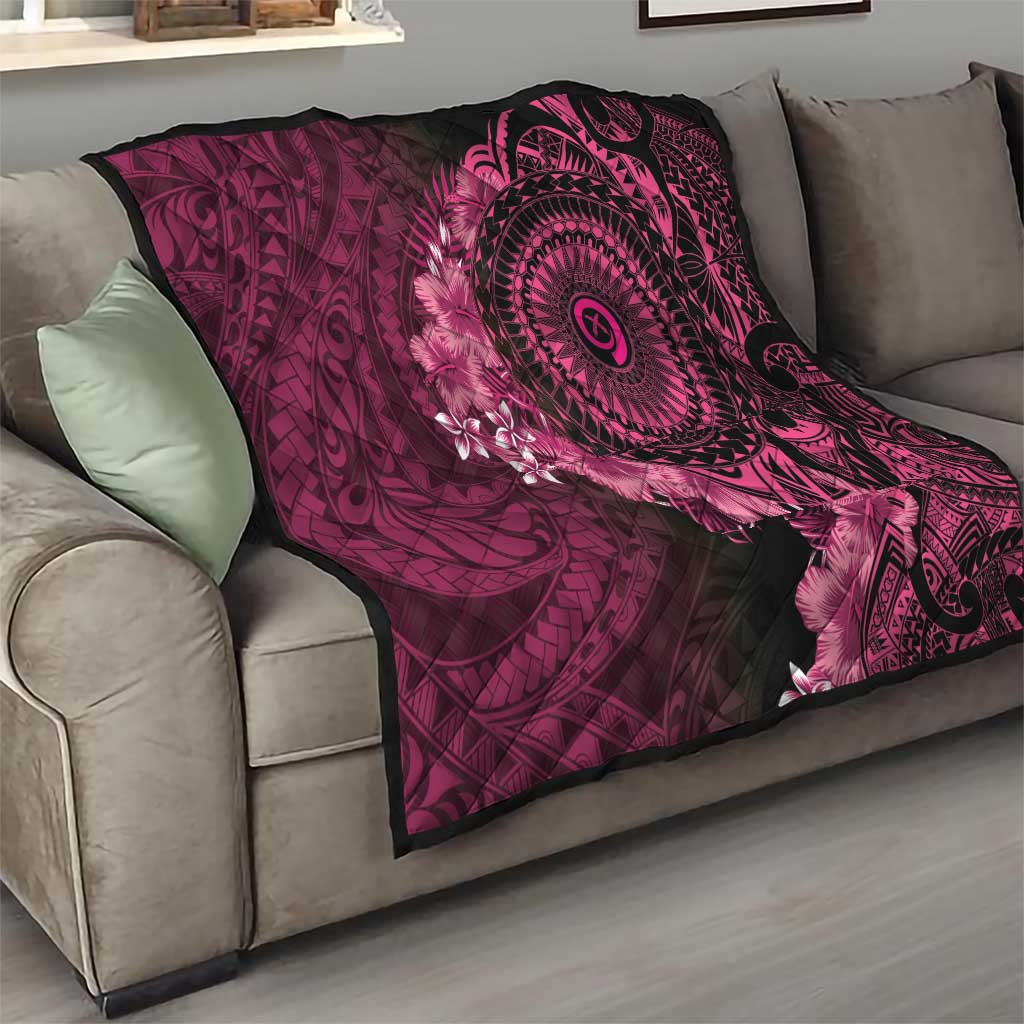 Vanuatu Quilt Hibisus Polynesian Pattern Pink - Polynesian Pride