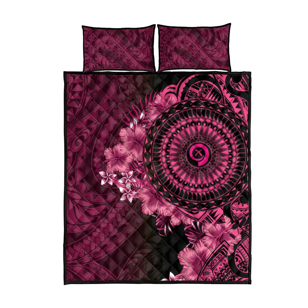 Vanuatu Quilt Bed Set Hibisus Polynesian Pattern Pink - Polynesian Pride