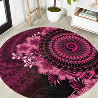 Vanuatu Round Carpet Hibisus Polynesian Pattern Pink - Polynesian Pride