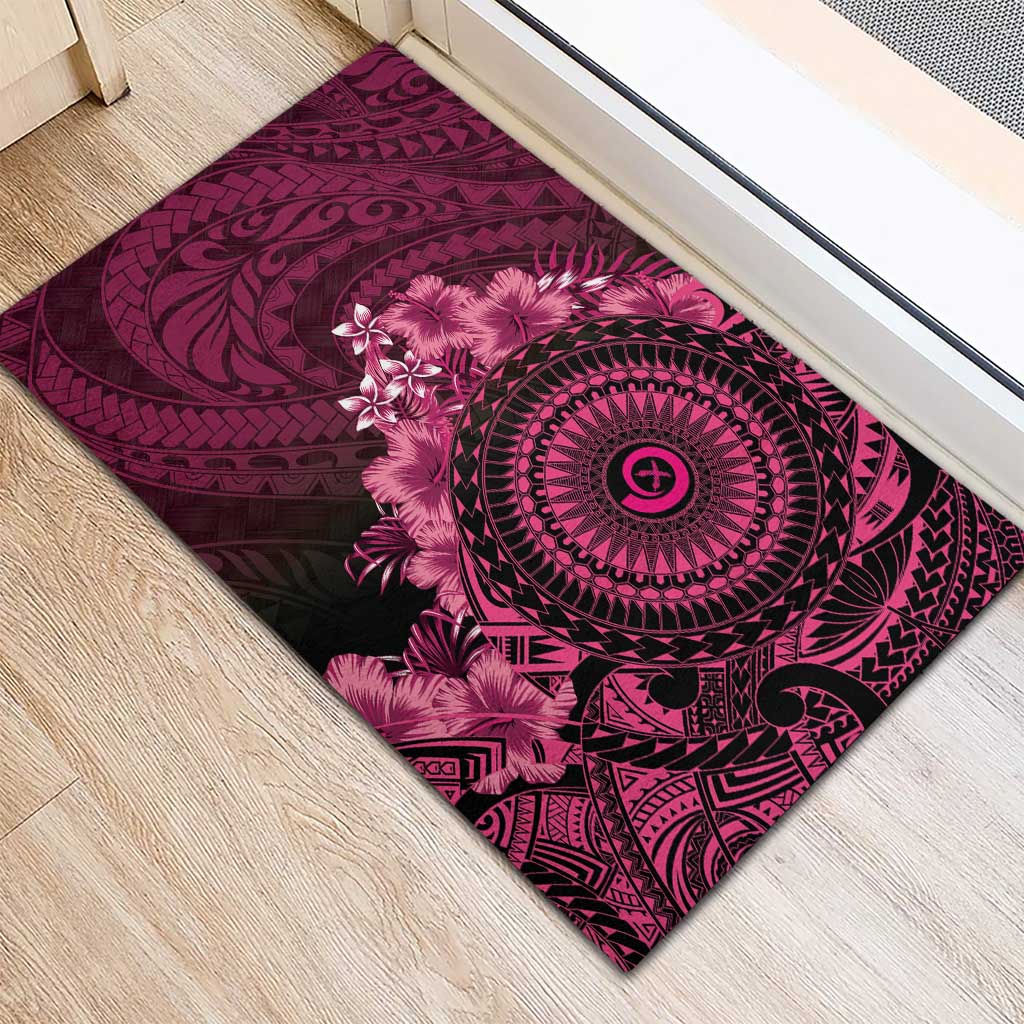 Vanuatu Rubber Doormat Hibisus Polynesian Pattern Pink LT14 - Polynesian Pride