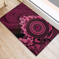 Vanuatu Rubber Doormat Hibisus Polynesian Pattern Pink LT14 - Polynesian Pride