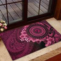 Vanuatu Rubber Doormat Hibisus Polynesian Pattern Pink LT14 - Polynesian Pride