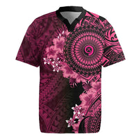 Vanuatu Rugby Jersey Hibisus Polynesian Pattern Pink LT14 Pink - Polynesian Pride