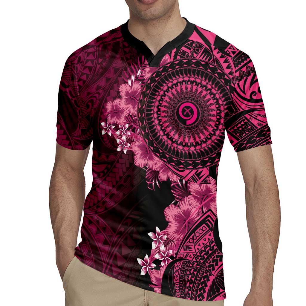 Vanuatu Rugby Jersey Hibisus Polynesian Pattern Pink LT14 - Polynesian Pride