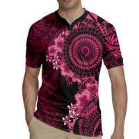 Vanuatu Rugby Jersey Hibisus Polynesian Pattern Pink LT14 - Polynesian Pride