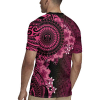 Vanuatu Rugby Jersey Hibisus Polynesian Pattern Pink LT14 - Polynesian Pride