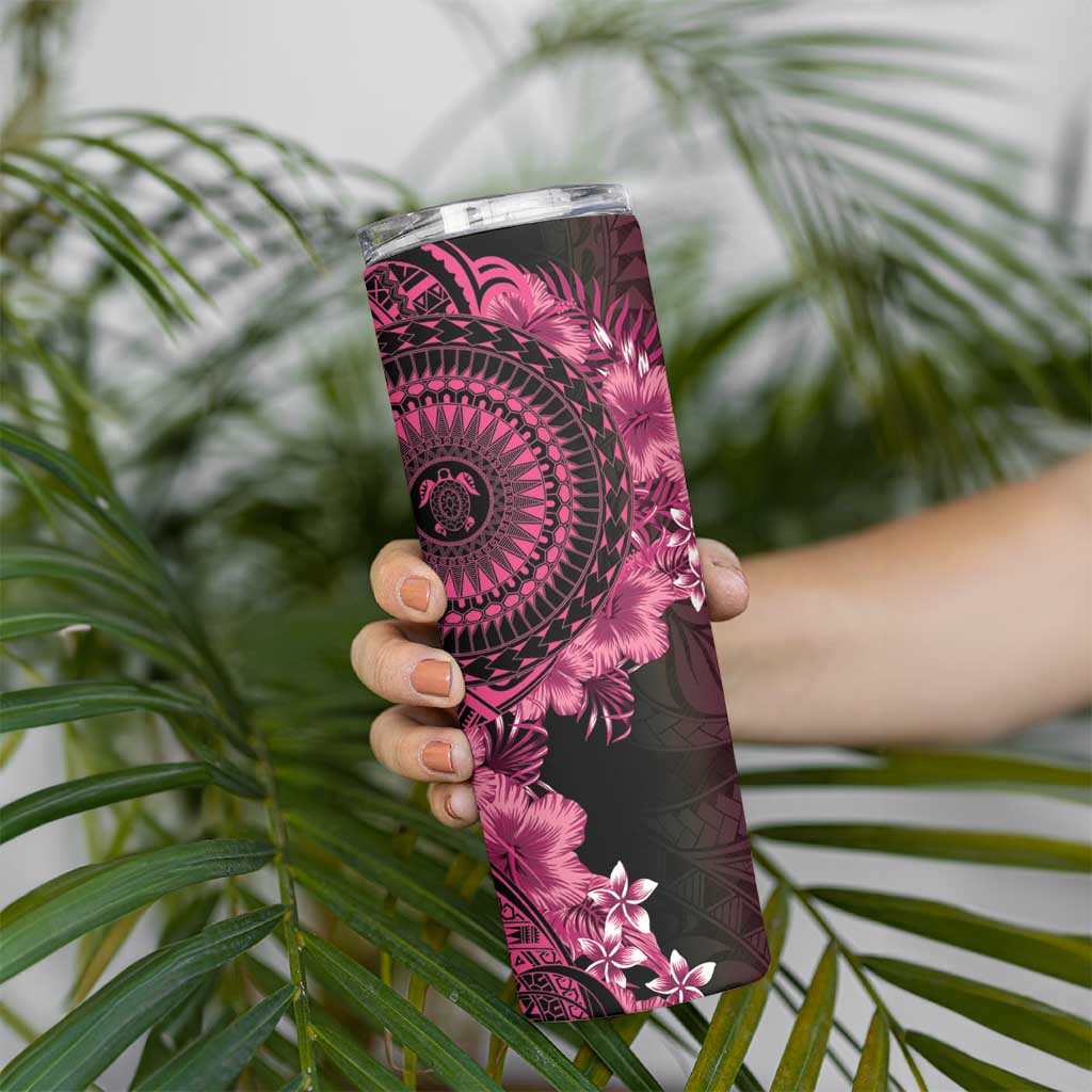 Vanuatu Skinny Tumbler Hibisus Polynesian Pattern Pink - Polynesian Pride
