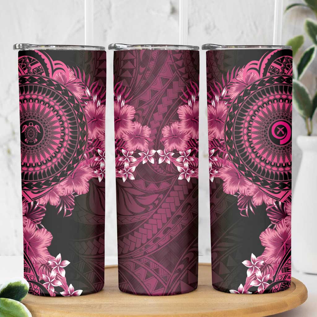Vanuatu Skinny Tumbler Hibisus Polynesian Pattern Pink - Polynesian Pride