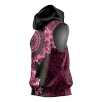 Vanuatu Sleeveless Hoodie Hibisus Polynesian Pattern Pink - Polynesian Pride