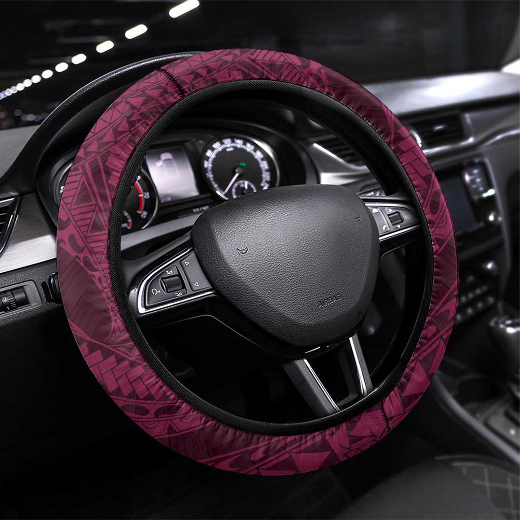 Vanuatu Steering Wheel Cover Hibisus Polynesian Pattern Pink LT14 Universal Fit Pink - Polynesian Pride