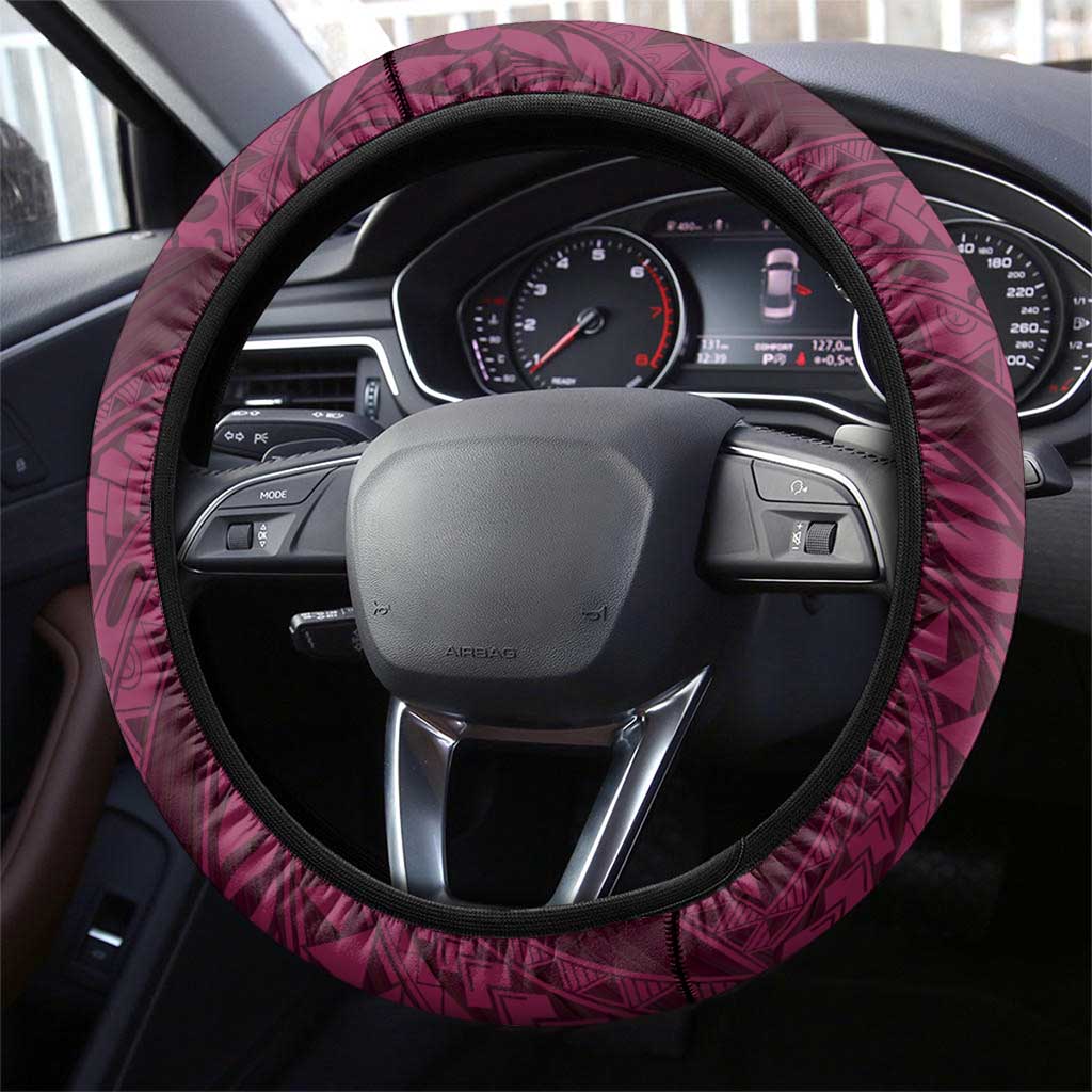 Vanuatu Steering Wheel Cover Hibisus Polynesian Pattern Pink LT14 - Polynesian Pride