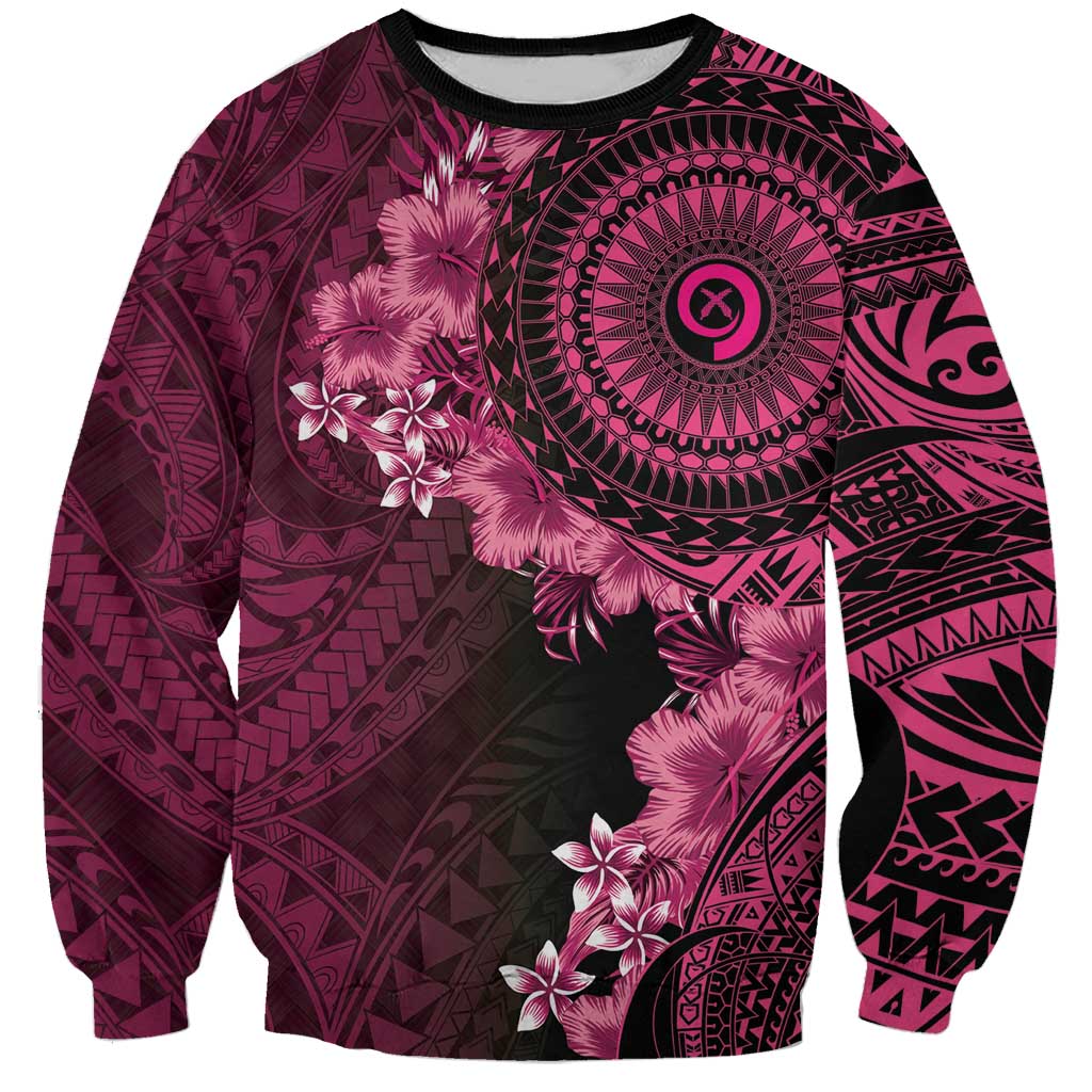 Vanuatu Sweatshirt Hibisus Polynesian Pattern Pink LT14 Unisex Pink - Polynesian Pride