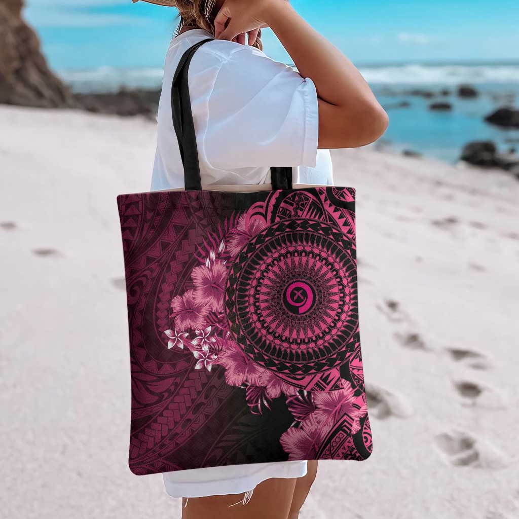 Vanuatu Tote Bag Hibisus Polynesian Pattern Pink - Polynesian Pride