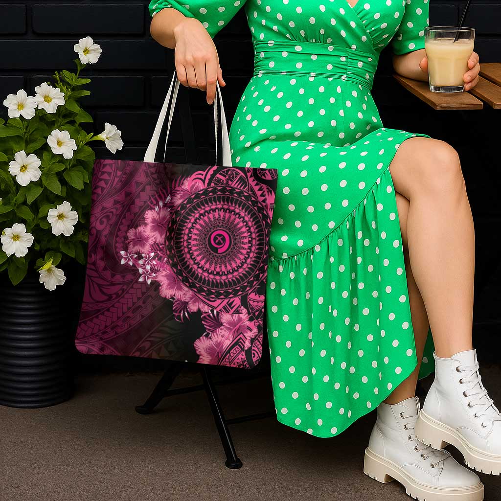 Vanuatu Tote Bag Hibisus Polynesian Pattern Pink - Polynesian Pride
