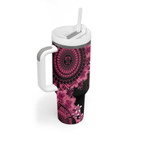 Vanuatu Tumbler With Handle Hibisus Polynesian Pattern Pink - Polynesian Pride