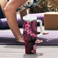 Vanuatu Tumbler With Handle Hibisus Polynesian Pattern Pink - Polynesian Pride
