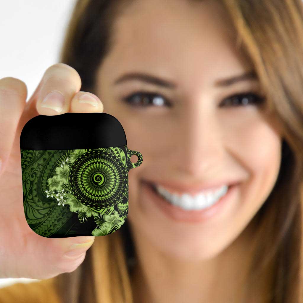 Vanuatu AirPods Case Hibisus Polynesian Pattern Green LT14 Green - Polynesian Pride