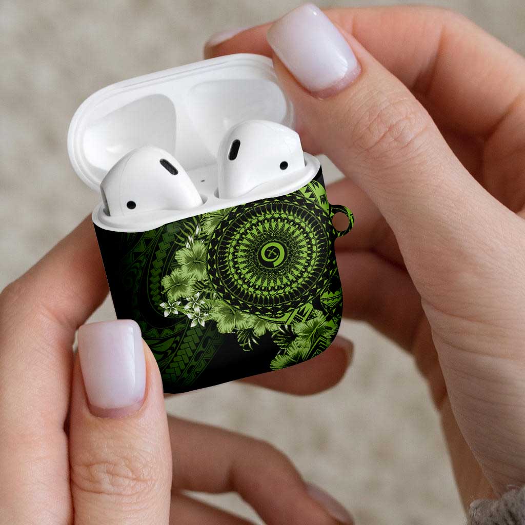 Vanuatu AirPods Case Hibisus Polynesian Pattern Green LT14 - Polynesian Pride