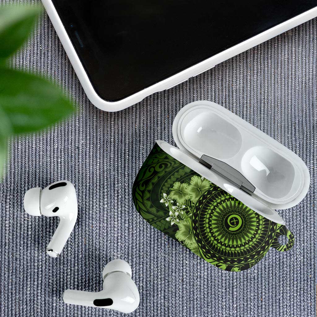 Vanuatu AirPods Case Hibisus Polynesian Pattern Green LT14 - Polynesian Pride
