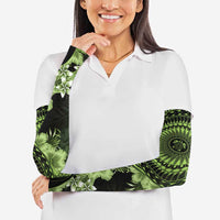 Vanuatu Arm Sleeves Hibisus Polynesian Pattern Green - Polynesian Pride