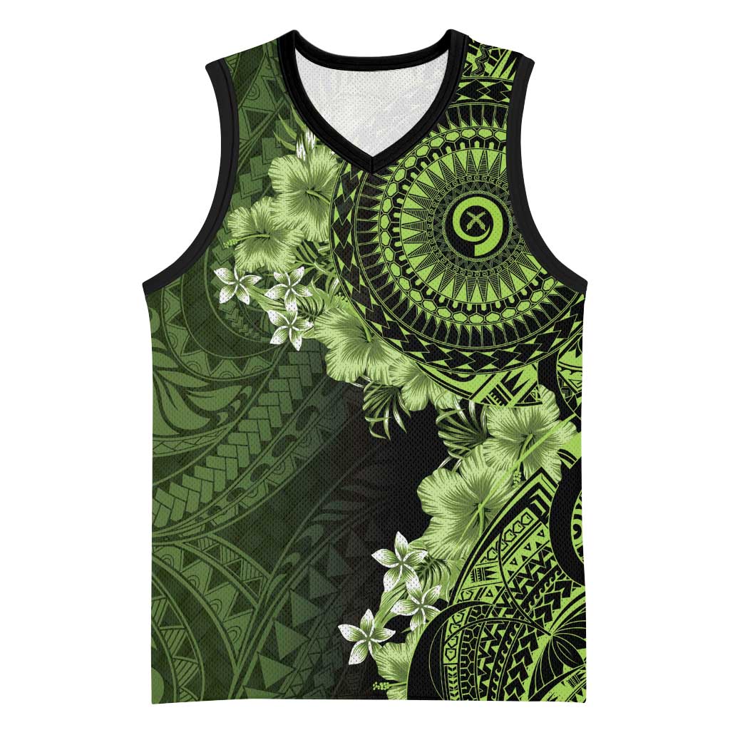 Vanuatu Basketball Jersey Hibisus Polynesian Pattern Green LT14 Unisex Green - Polynesian Pride