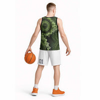 Vanuatu Basketball Jersey Hibisus Polynesian Pattern Green LT14 - Polynesian Pride