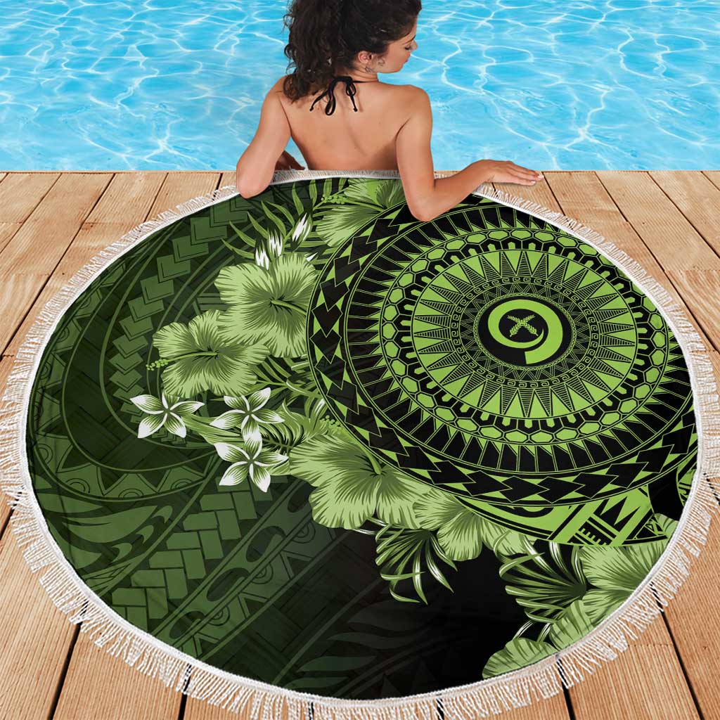 Vanuatu Beach Blanket Hibisus Polynesian Pattern Green LT14 - Polynesian Pride