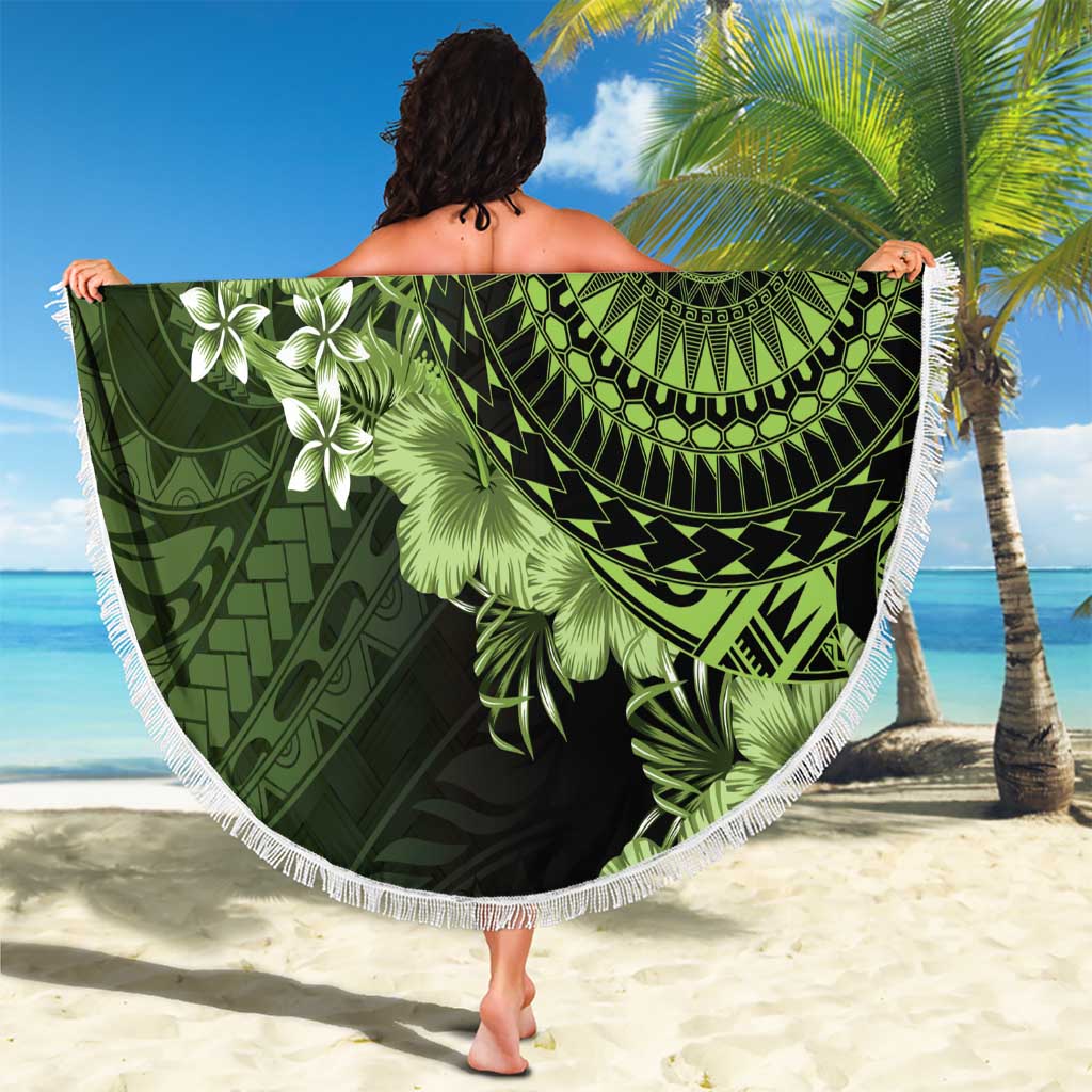 Vanuatu Beach Blanket Hibisus Polynesian Pattern Green LT14 - Polynesian Pride