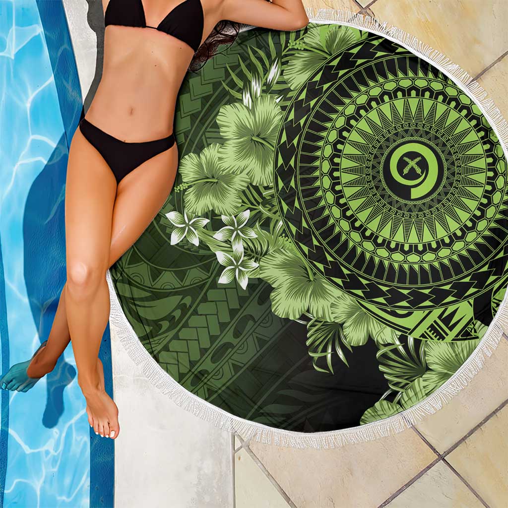Vanuatu Beach Blanket Hibisus Polynesian Pattern Green LT14 - Polynesian Pride