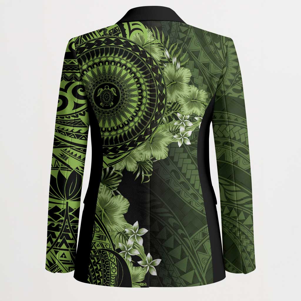 Vanuatu Blazer Hibisus Polynesian Pattern Green - Polynesian Pride