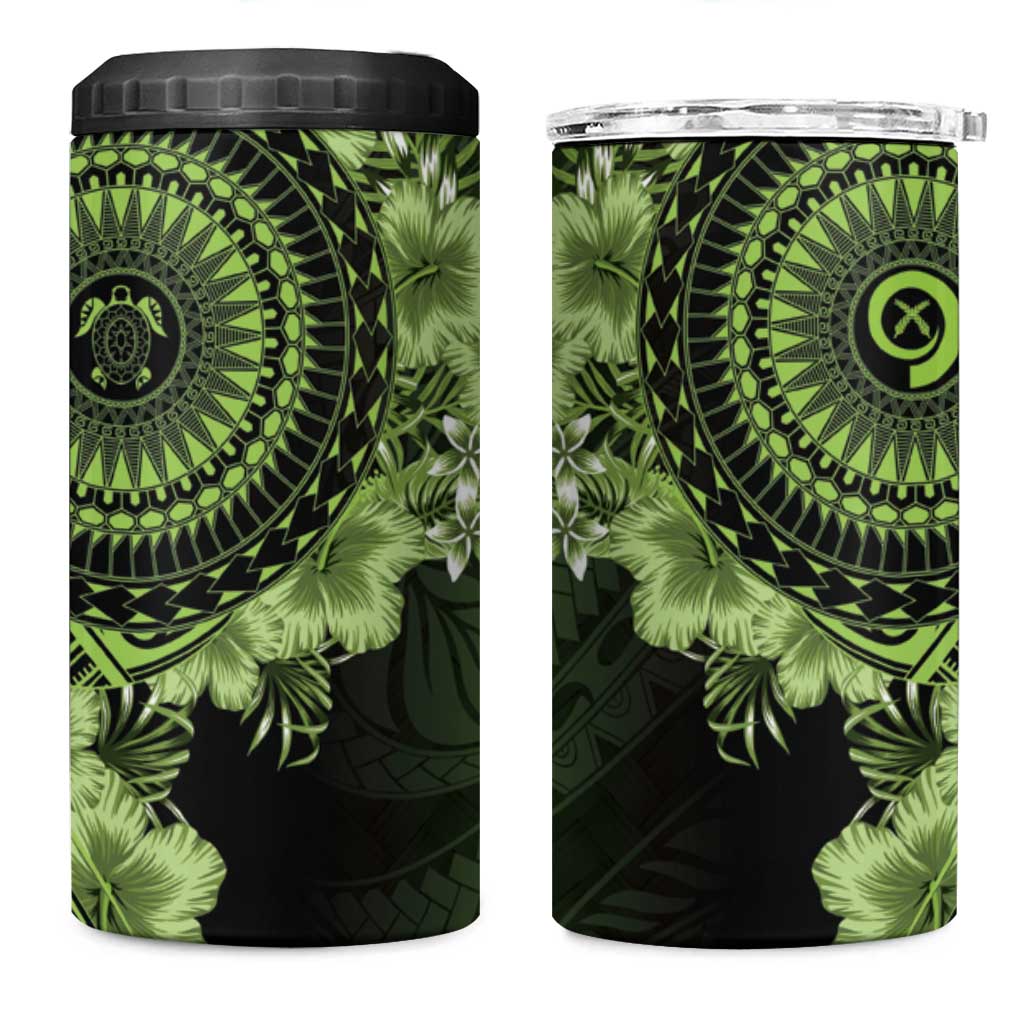 Vanuatu 4 in 1 Can Cooler Tumbler Hibisus Polynesian Pattern Green LT14 One Size: 16 oz Green - Polynesian Pride