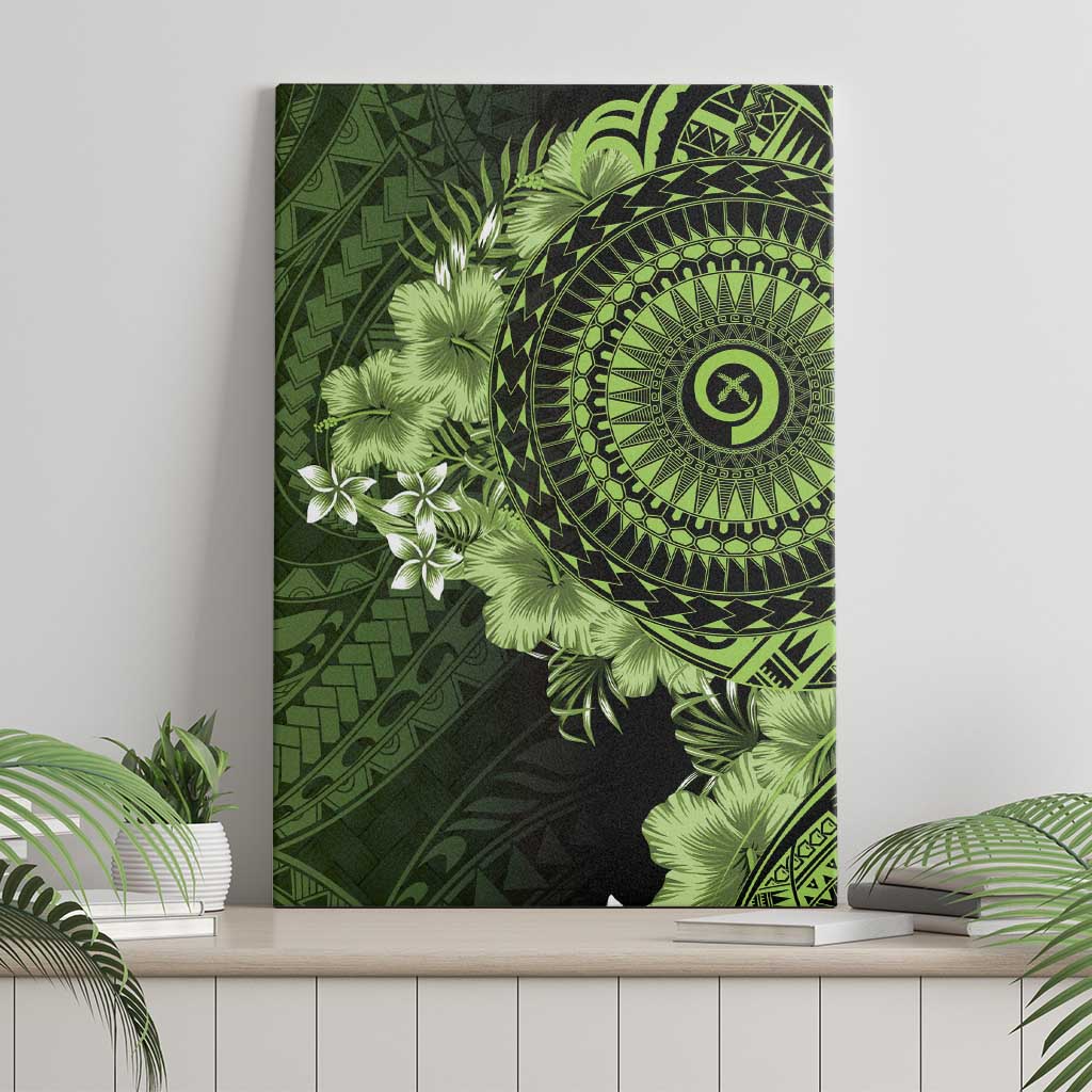 Vanuatu Canvas Wall Art Hibisus Polynesian Pattern Green LT14 - Polynesian Pride