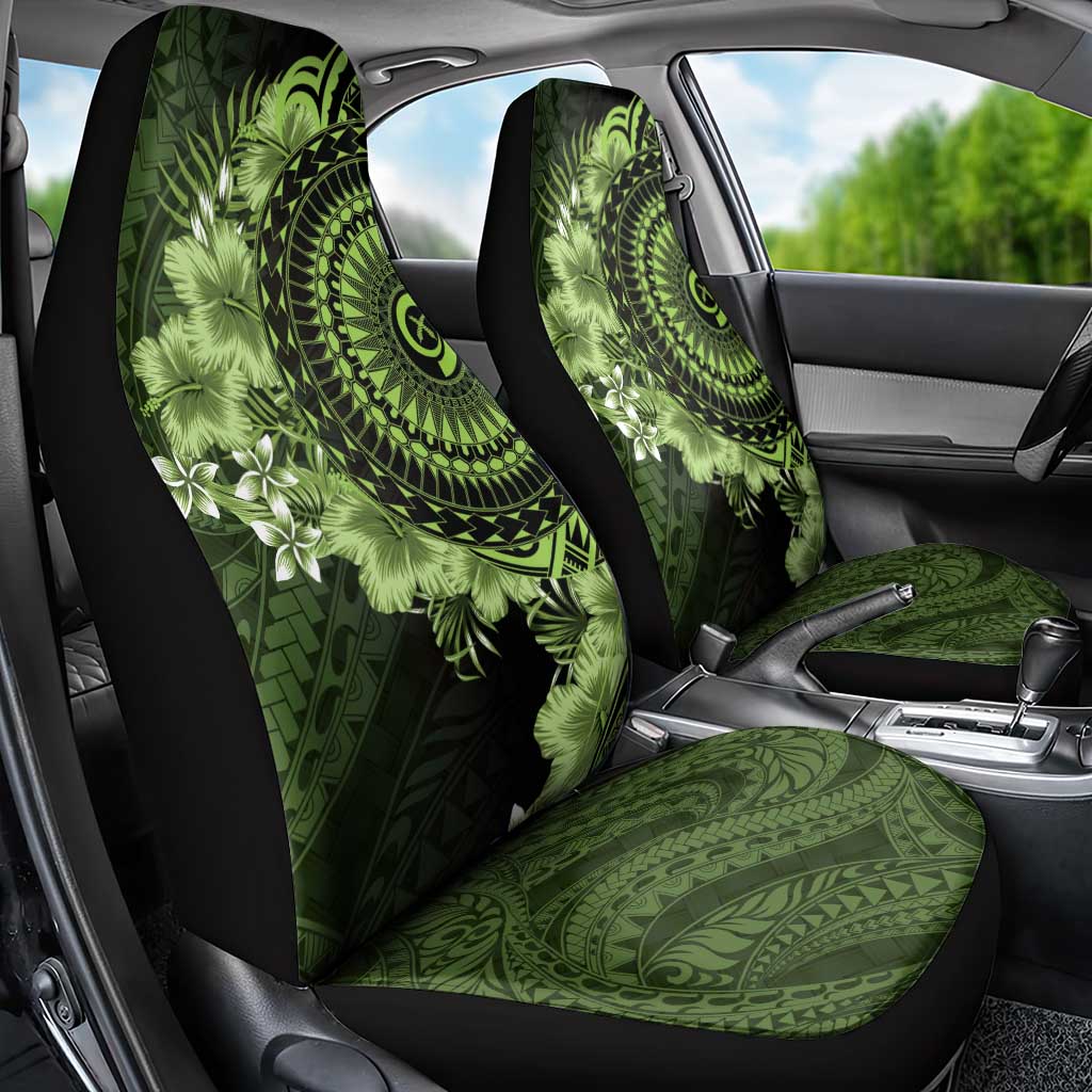 Vanuatu Car Seat Cover Hibisus Polynesian Pattern Green - Polynesian Pride