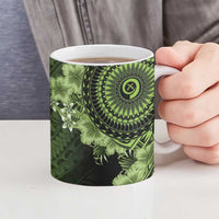 Vanuatu Ceramic Mug Hibisus Polynesian Pattern Green LT14 - Polynesian Pride