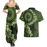 Vanuatu Couples Matching Summer Maxi Dress and Hawaiian Shirt Hibisus Polynesian Pattern Green LT14 - Polynesian Pride