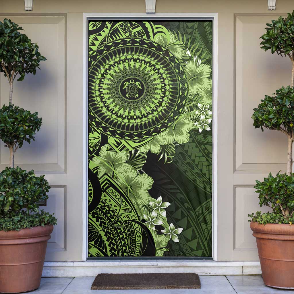 Vanuatu Door Cover Hibisus Polynesian Pattern Green LT14 Green - Polynesian Pride