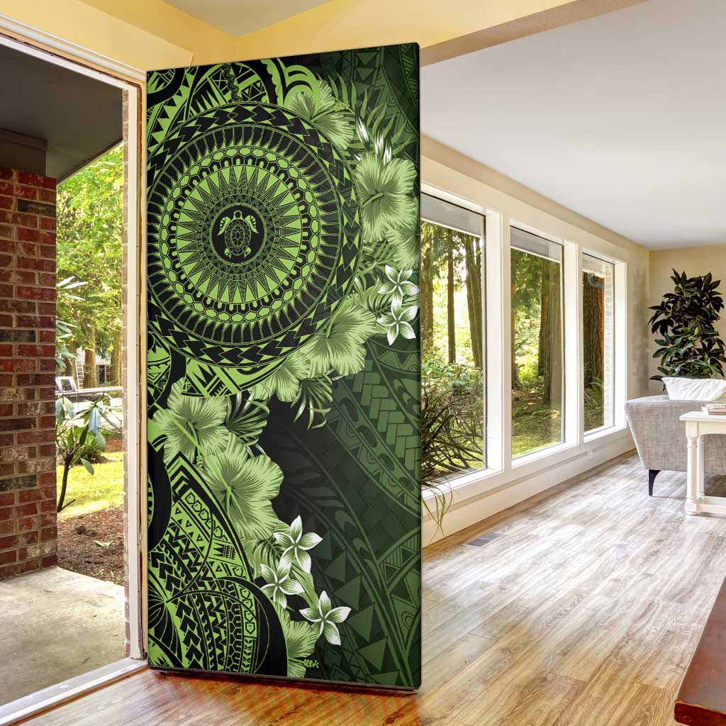 Vanuatu Door Cover Hibisus Polynesian Pattern Green LT14 - Polynesian Pride