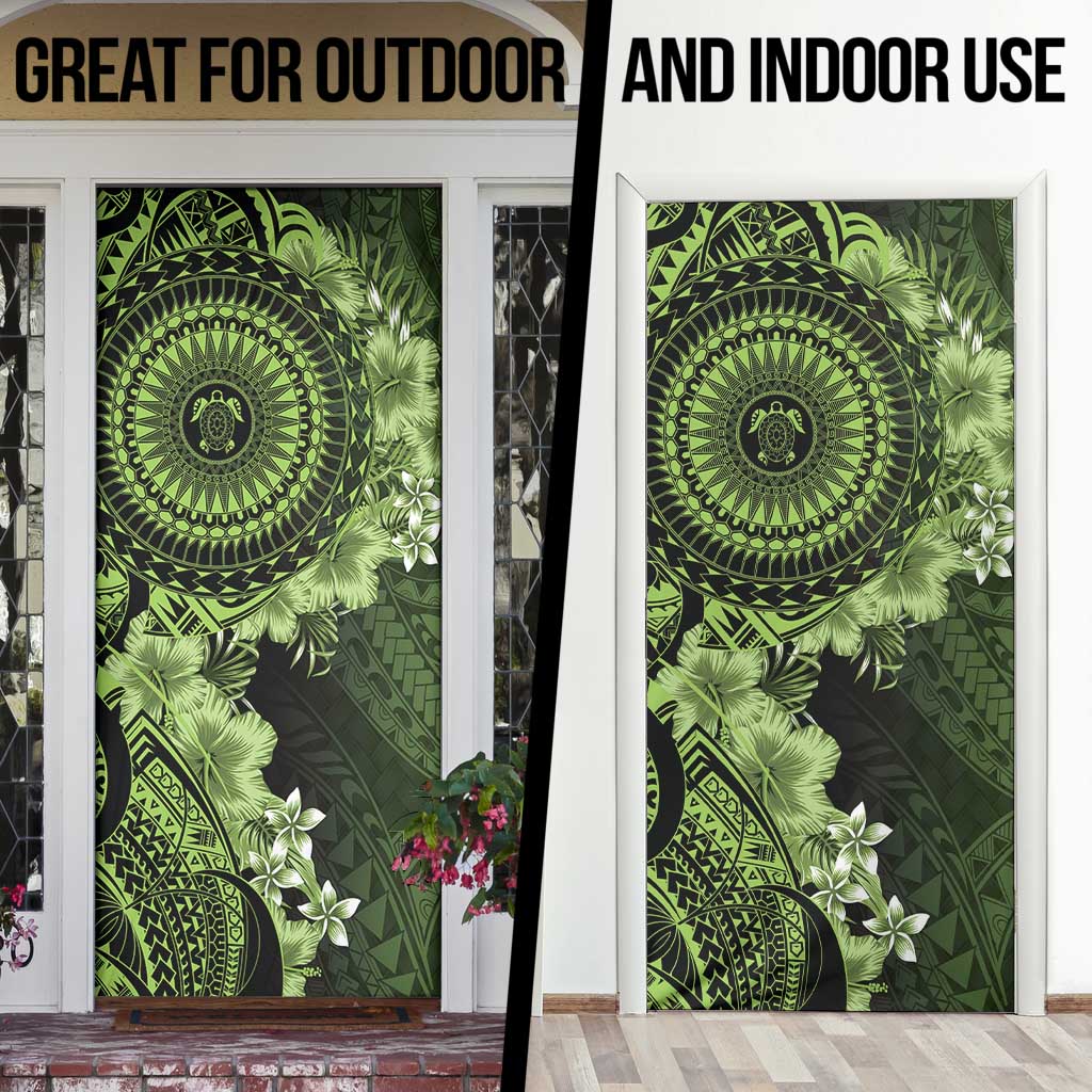 Vanuatu Door Cover Hibisus Polynesian Pattern Green LT14 - Polynesian Pride