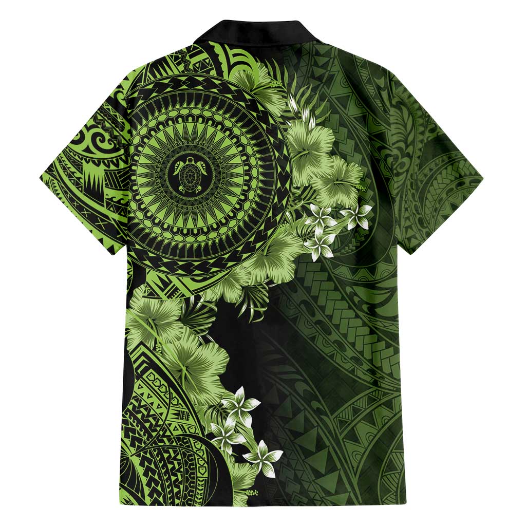 Vanuatu Family Matching Long Sleeve Bodycon Dress and Hawaiian Shirt Hibisus Polynesian Pattern Green - Polynesian Pride