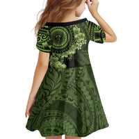 Vanuatu Family Matching Off Shoulder Maxi Dress and Hawaiian Shirt Hibisus Polynesian Pattern Green LT14 - Polynesian Pride