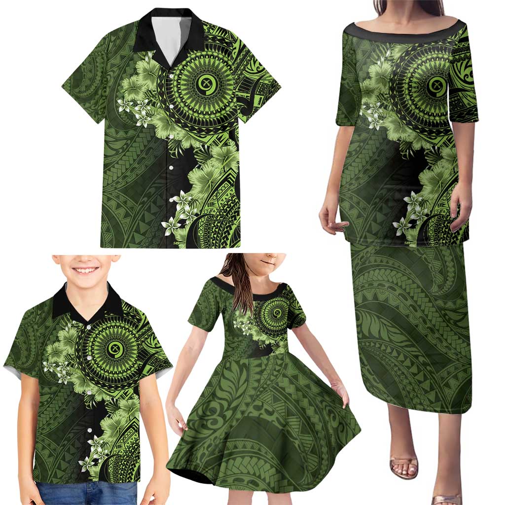 Vanuatu Family Matching Puletasi and Hawaiian Shirt Hibisus Polynesian Pattern Green LT14 - Polynesian Pride