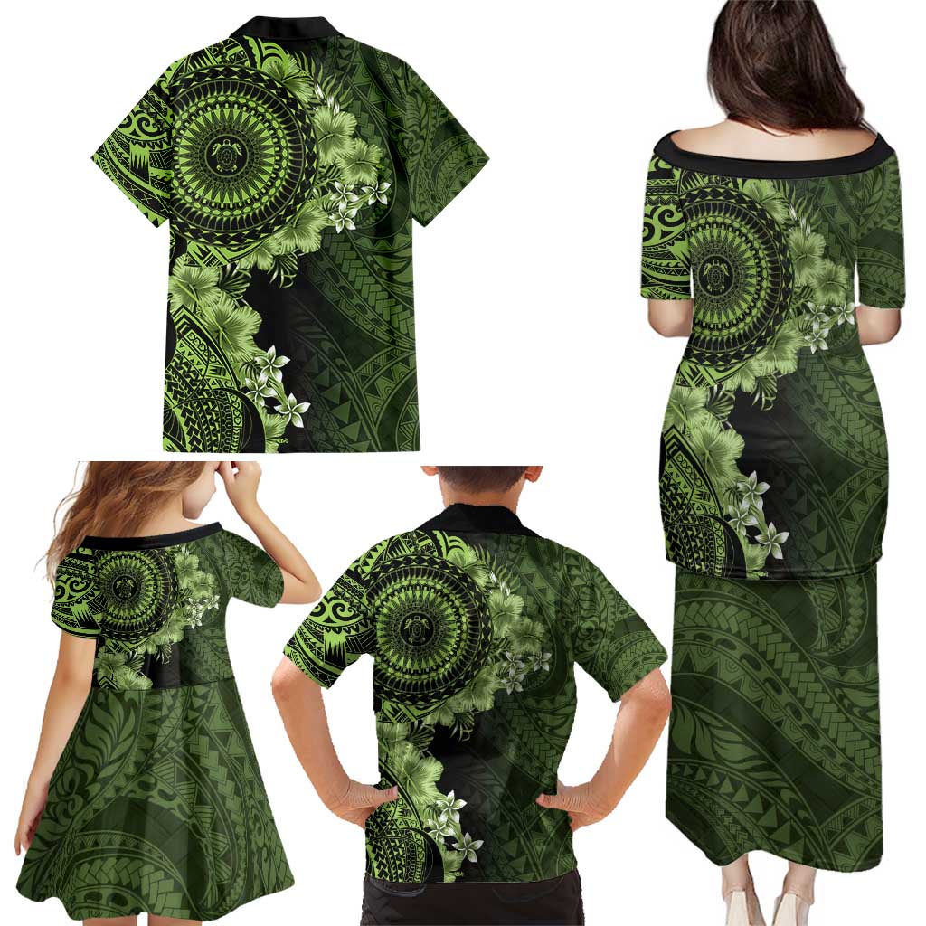 Vanuatu Family Matching Puletasi and Hawaiian Shirt Hibisus Polynesian Pattern Green LT14 - Polynesian Pride