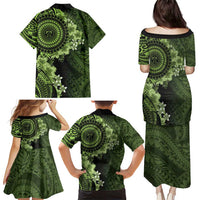 Vanuatu Family Matching Puletasi and Hawaiian Shirt Hibisus Polynesian Pattern Green LT14 - Polynesian Pride