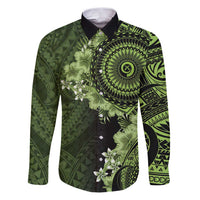 Vanuatu Family Matching Puletasi and Hawaiian Shirt Hibisus Polynesian Pattern Green LT14 Dad's Shirt - Long Sleeve Green - Polynesian Pride