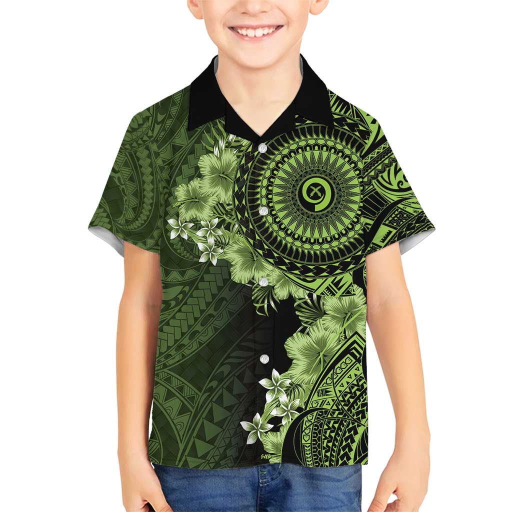 Vanuatu Family Matching Puletasi and Hawaiian Shirt Hibisus Polynesian Pattern Green LT14 Son's Shirt Green - Polynesian Pride