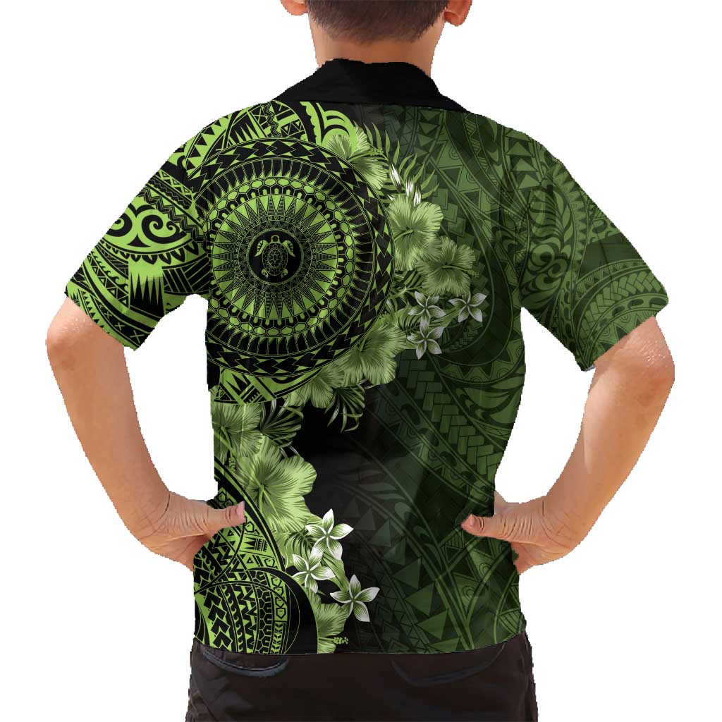 Vanuatu Family Matching Summer Maxi Dress and Hawaiian Shirt Hibisus Polynesian Pattern Green LT14 - Polynesian Pride