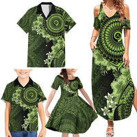 Vanuatu Family Matching Summer Maxi Dress and Hawaiian Shirt Hibisus Polynesian Pattern Green LT14 - Polynesian Pride