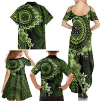 Vanuatu Family Matching Summer Maxi Dress and Hawaiian Shirt Hibisus Polynesian Pattern Green LT14 - Polynesian Pride