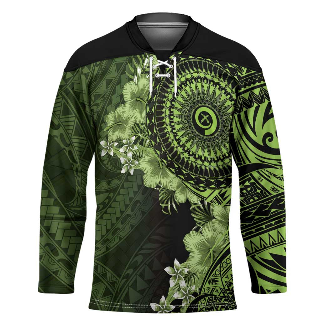 Vanuatu Hockey Jersey Hibisus Polynesian Pattern Green LT14 Unisex Green - Polynesian Pride